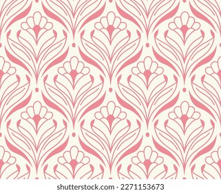 Patrón sin costuras floral Damask. Impresión de fondo de estilo vectorial retro. La textura floral decorativa.