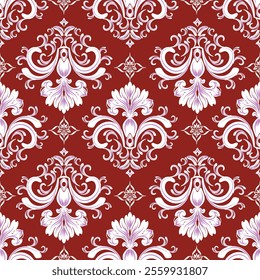 Damask Floral seamless pattern, vector Illustration elegant for texture, textile, background, decoration, interior, wall paper, bedding, vintage, luxury