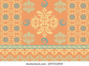 Damask floral seamless pattern, Damask vintage pattern design, Victorian Vintage seamless, luxury Damask, vector, 
