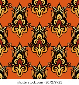 Damask floral seamless vector design for wallpaper and fabric