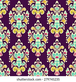 Damask floral vector festive vintage abstract seamless pattern for fabric