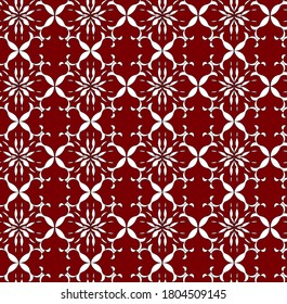 patrón de fondo rojo del contorno del vector floral de damasco