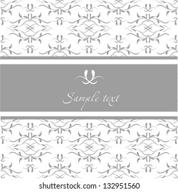 Damask floral vector pattern. Perfect for greeting card or wrapping paper.  Wedding card or invitation in abstract damask style. Ornate background. Vintage swatch.
