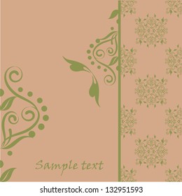 Damask floral vector pattern. Perfect for greeting card or wrapping paper.  Wedding card or invitation in abstract damask style. Ornate background. Vintage swatch.