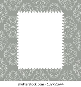 Damask floral vector pattern. Perfect for greeting card or wrapping paper.  Wedding card or invitation in abstract damask style. Ornate background. Vintage swatch.