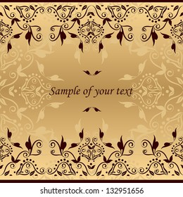 Damask floral vector pattern. Perfect for greeting card or wrapping paper.  Wedding card or invitation in abstract damask style. Ornate background. Vintage swatch.