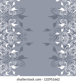 Damask floral vector pattern. Perfect for greeting card or wrapping paper.  Wedding card or invitation in abstract damask style. Ornate background. Vintage swatch.