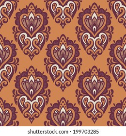 Damask Floral Vintage Seamless  tiled vector background