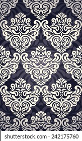 Damask floral wallpaper pattern, Modern blue design, 