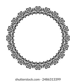 Damask Floral Wreath pattern,Ikat damask motifs geometric floral,Flower frame vector classical luxury damask ornament for greeting card,textile,wall art,islamic,Round ornament,Black metallic border,