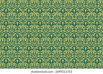 Damask Flourish Vintage padrão vitoriano Padrão têxtil Mostarda amarela amuada tom de ouro Azul escuro 