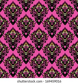 Damask flower colorful seamless pattern