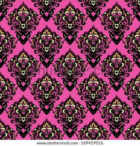 Damask flower colorful seamless pattern