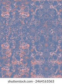 Damask flower motif  2025 pattern Victorian vector background. Hand drawn running stitch print. Classic antique embroidery, lace home decor, quilted textiles Beautiful floral and rustic scarf design