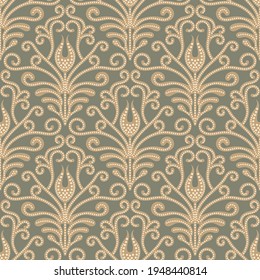 Damask flower pattern in vector light background. Imperial ornament, Rococo Wallpaper