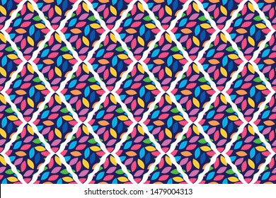 Damask flower seamless pattern on background. full color of leaf seamless pattern. Ready to print, layered, repeatable, easy to edit, suitable for clothes, wallpaper, background. etc