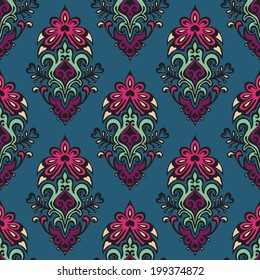 Damask Flower seamless vector design for wallpaper and gift wrap