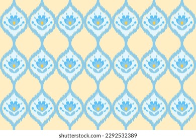 damask flowers floral ornament ethnic seamless pattern with blue background. Designed for clothing, wallpaper, fabric, home decor, throw pillows, texture, textile, wrapping, carpet. 