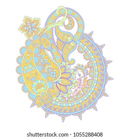 Damask flowers and paisley vector pattern. floral vintage illustration