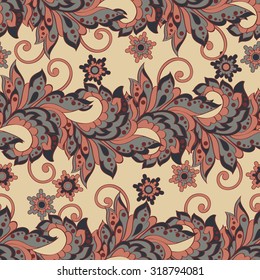 damask flowers seamless pattern. floral vector illustration for textile