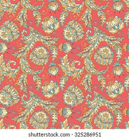 Damask Flowers seamless pattern. Floral Batik vector ornament.