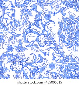 damask flowers seamless vector pattern. floral vintage background
