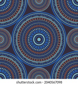Los motivos de la gente de Damask son un patrón ininterrumpido. Baldosas geométricas de medallón de círculo mandala. Plantilla de impresión textil. Ropa, carper o teja. Ornamento floral circular sin costuras.