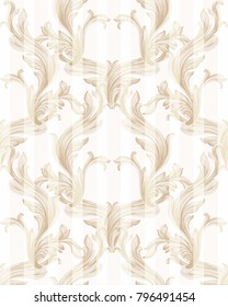 Damask golden pattern Vector illustration handmade ornament decor. Baroque glossy background textures