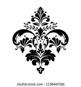 Damask graphic ornament. Floral design element. Black vector pattern