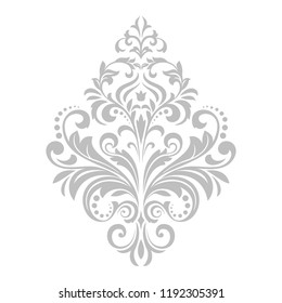 Damask graphic ornament. Floral design element. Grey vector pattern