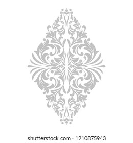 Damask graphic ornament. Floral design element. Grey vector pattern