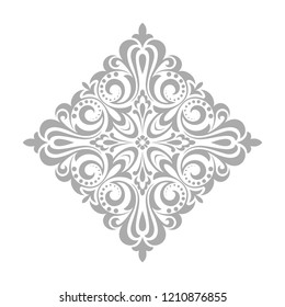 Damask graphic ornament. Floral design element. Grey vector pattern