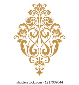 Damask graphic ornament. Floral design element. Gold vector pattern