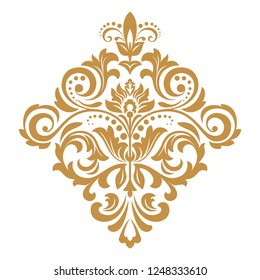 Damask graphic ornament. Floral design element. Gold vector pattern