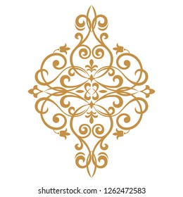 Damask graphic ornament. Floral design element. Gold vector pattern