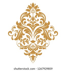 Damask graphic ornament. Floral design element. Gold vector pattern