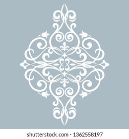 Damask graphic ornament. Floral design element. Blue vector pattern