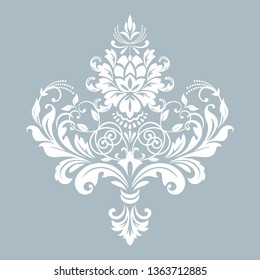 Damask graphic ornament. Floral design element. Blue vector pattern