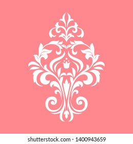 Damask graphic ornament. Floral design element. Pink vector pattern