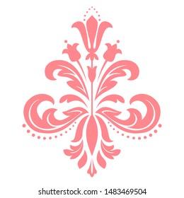 Damask graphic ornament. Floral design element. Pink vector pattern