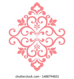 Damask graphic ornament. Floral design element. Pink vector pattern