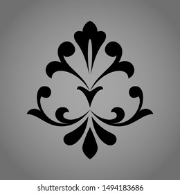 Damask graphic ornament. Floral design element. Black vector pattern.