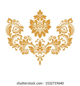 Damask graphic ornament. Floral design element. Gold vector pattern