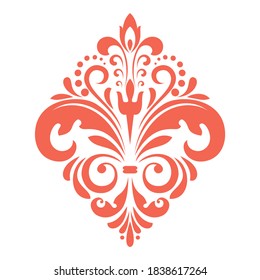 Damask graphic ornament. Floral design element. Pink vector pattern