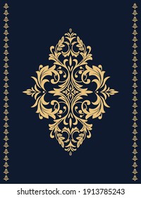 Damask Graphic Ornament. Floral Design Element. Gold Vector Pattern