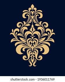 Damask graphic ornament. Floral design element. Gold vector pattern