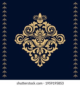 Damask graphic ornament. Floral design element. Gold vector pattern