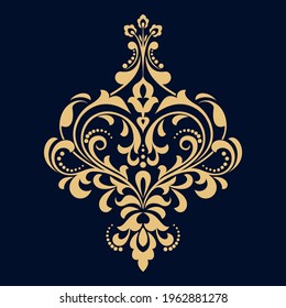 Damask graphic ornament. Floral design element. Gold vector pattern