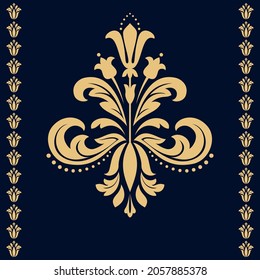 Damask graphic ornament. Floral design element. Gold vector pattern