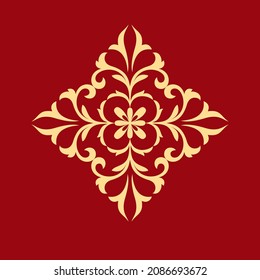 Damask graphic ornament. Floral design element. Gold vector pattern
